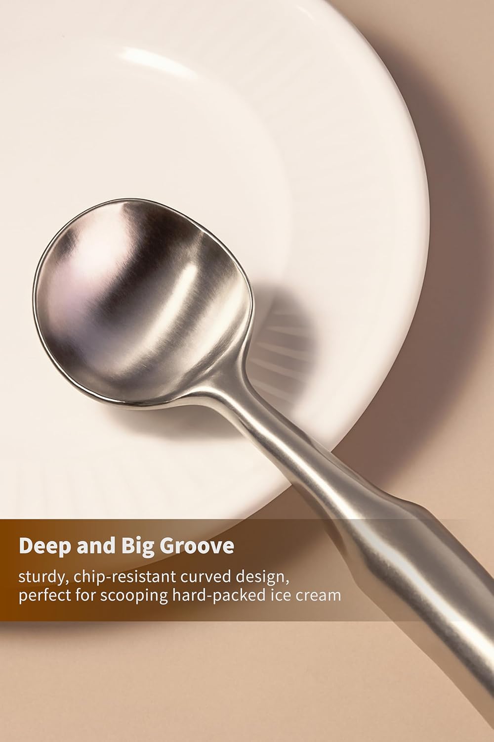 Stainless Steel Ice Cream Scoop - Ergonomic Handle Ice Cream Scooper Heavy Duty Ice Cream Scoops Best Rated - One-Piece Dishwasher Safe Icecream Scoop Stainless Steel