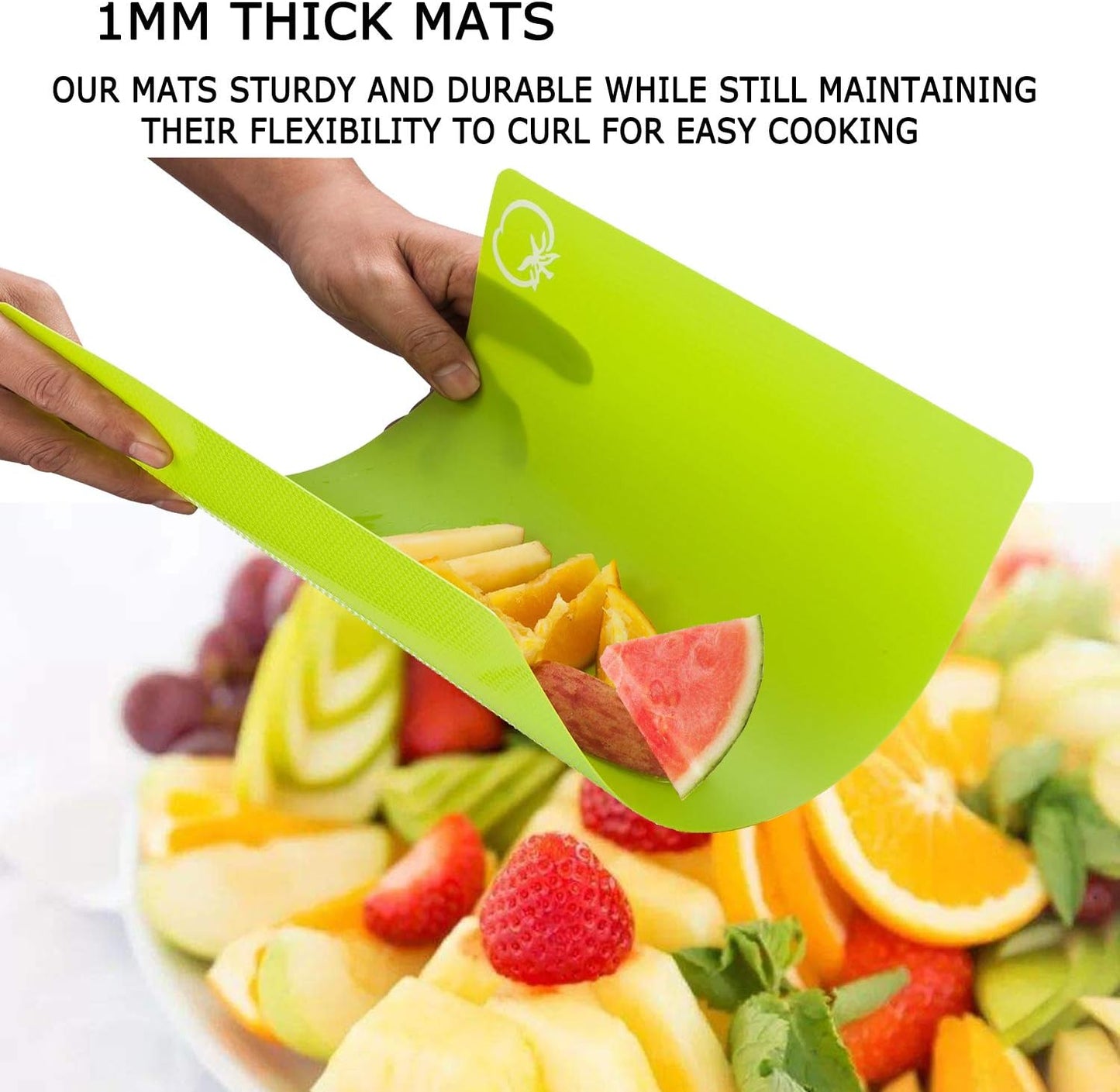 8pcs Flexible Plastic Cutting Board Mats, 2 Pack Colored Mats With Food Icons, Gripped Back, Cutting board Set of 4 (2)