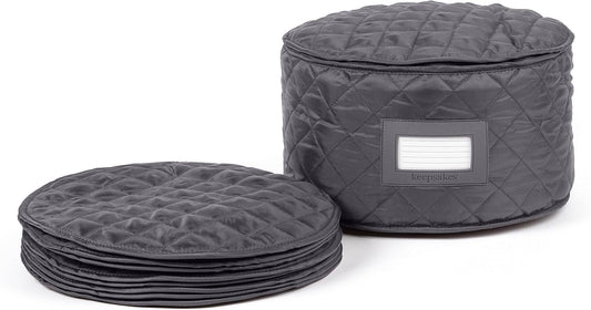 Covermates Keepsakes - Dish Storage - Padded Protection - ID Window - Stain Resistant - Machine Washable - China Storage, Slate