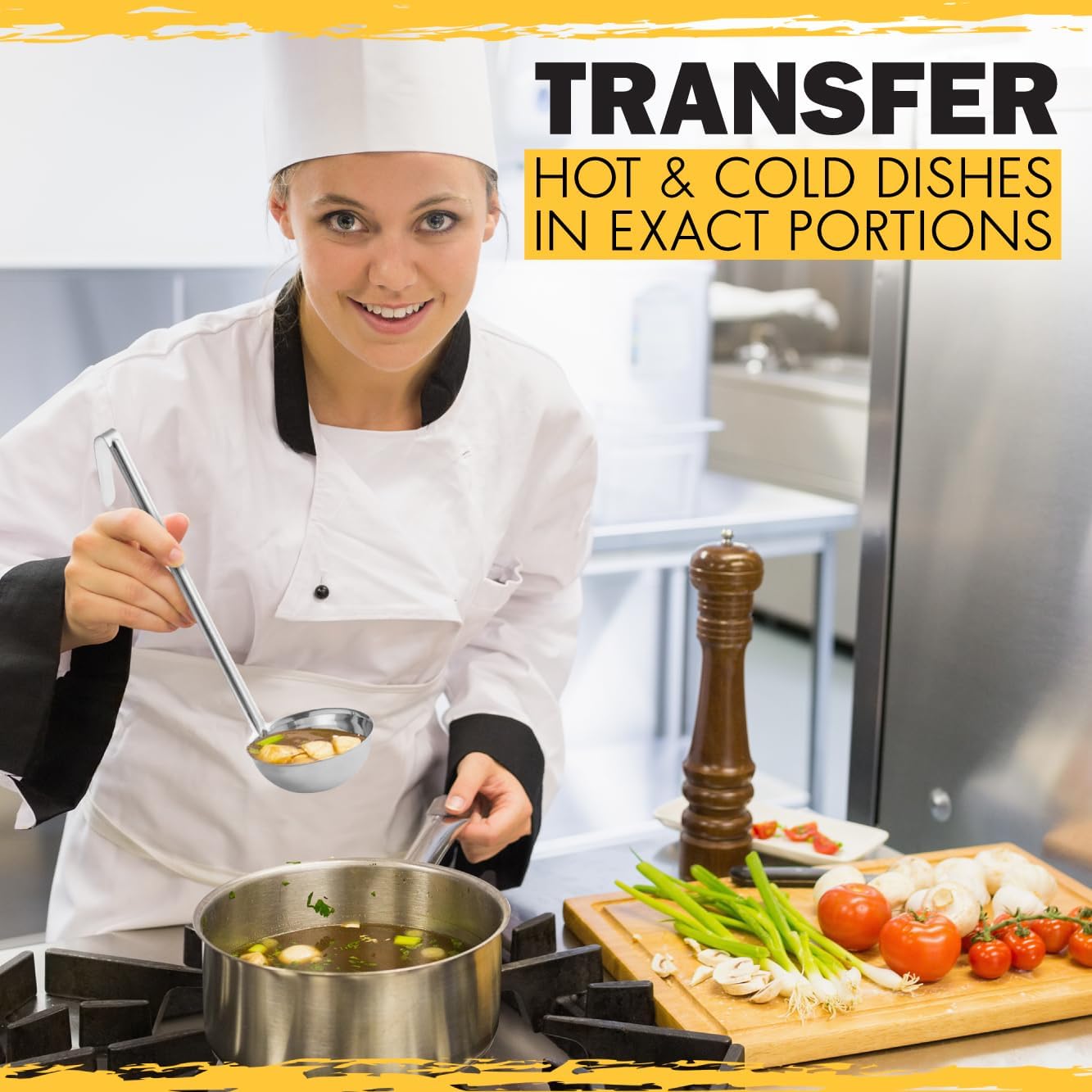 Ladle - Durable Stainless Steel Ladle Serving Measuring Soup Dressing Sauce Gravy Sturdy Dependable Long Handle for Kitchen (1, 4 Oz.)