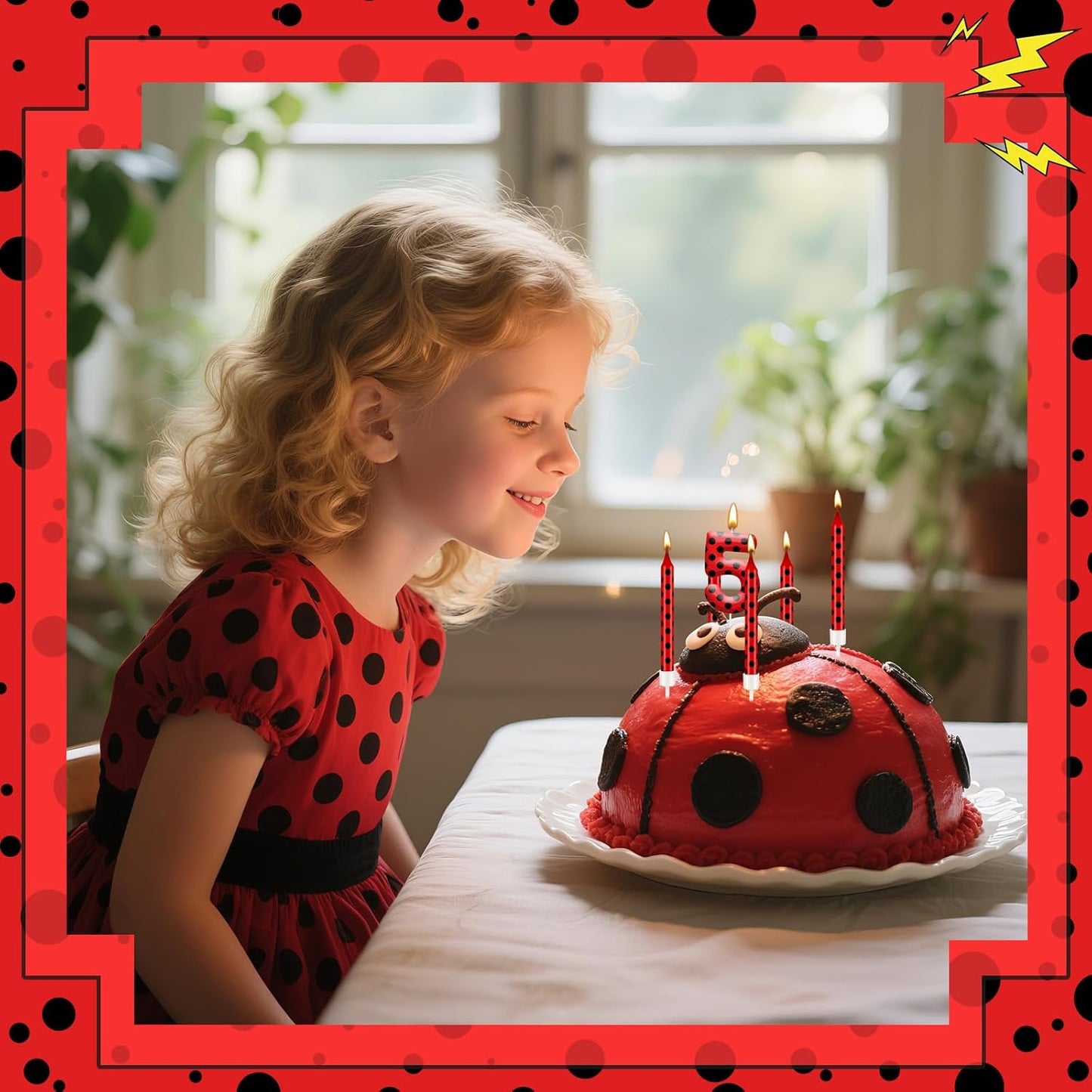 13PCS Ladybug Theme Birthday Candles Set - Red & Black Polka Dot Decorative Candles for Kids Ladybug Themed Parties, Baby Showers, Birthday Cakes, and Ladybird Inspired Celebrations(Number 5)