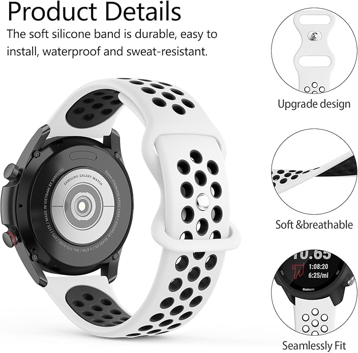 Meliya Bands Compatible with Garmin Forerunner 245/645 & 55/158 Band, 20mm Replacement Soft Silicone Sport Band for Garmin Forerunner 645/245 Music & 55/158 Smart Watch
