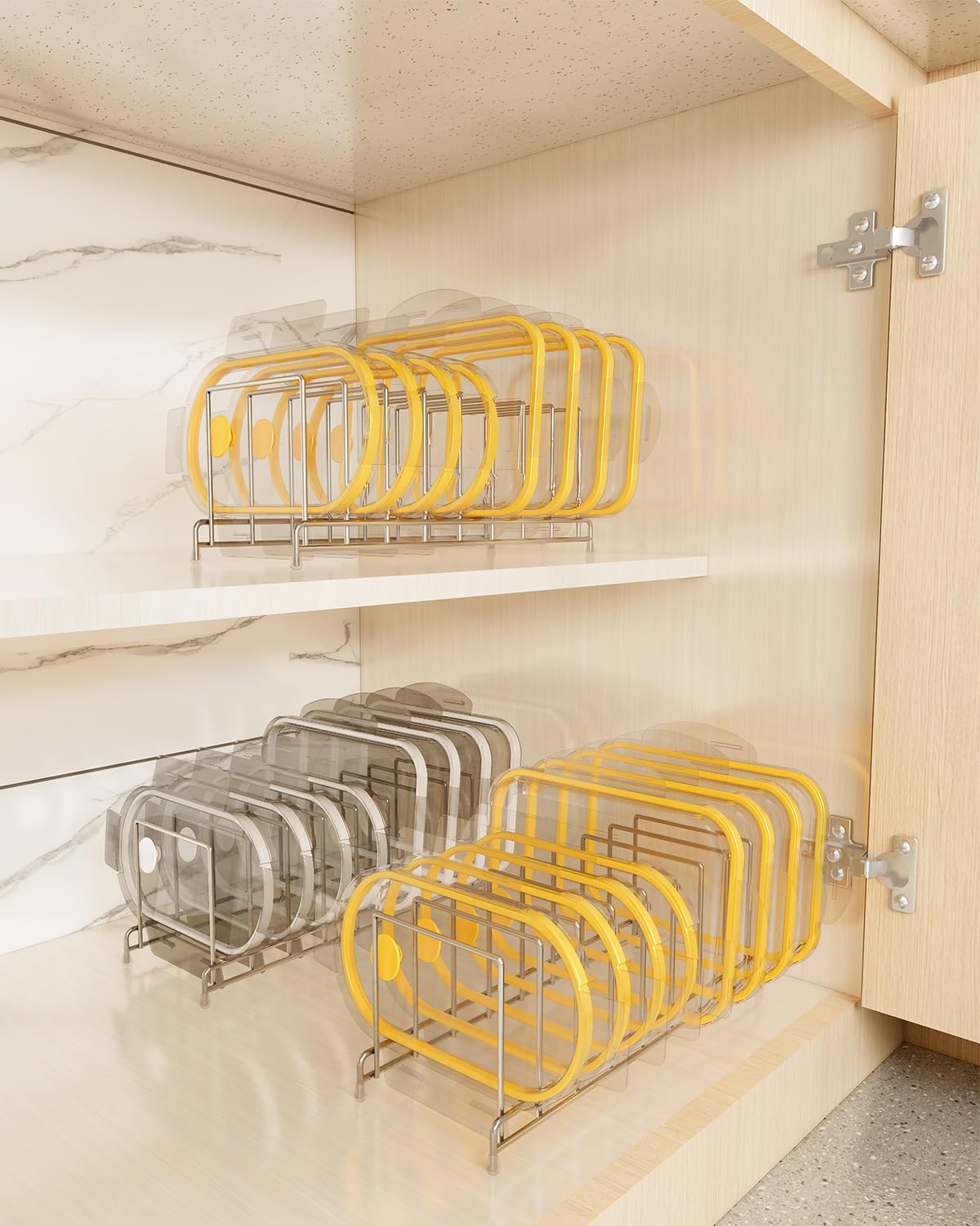 YQh 2 pieces，Kitchen Cabinet Organizer Rack for Cutting Boards, Bakeware, and Pan Storage, Stainless Steel