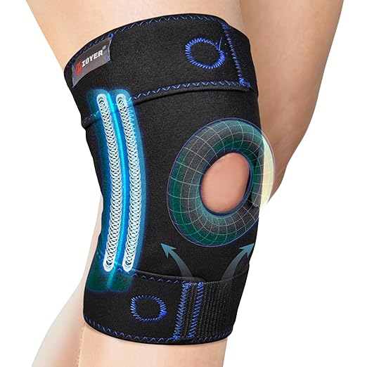 Knee Brace for Women & Men, Tested Skin-Friendly, Breathable Knee Brace for Meniscus Tear with Removable Side Stabilizers & Patella Silicone Pad for Knee Stability, Knee Support