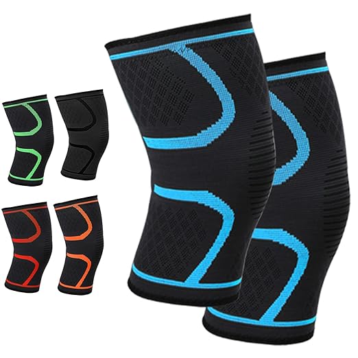Knee Brace, Knee Compression Sleeve for Men & Women, Knee Pads for Knee Pain, Running, Work Out, Gym, Hiking, Arthritis, ACL, PCL, Joint Pain Relief, Meniscus Tear, Injury Recovery, Sports(Blue, Size L)