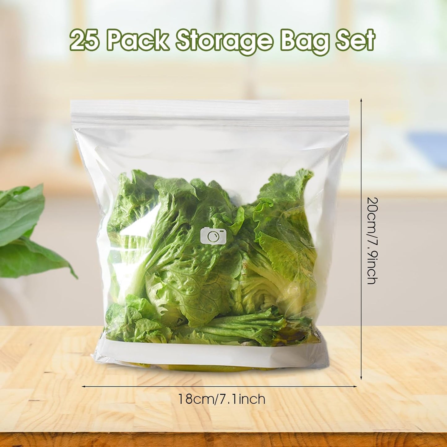 Reusable Freezer Bags 25PCS, Gallon Food Storage Bags with Stand & Label Leakproof Reusable Sandwich Bag for Kitchen, Vegetables, Snacks