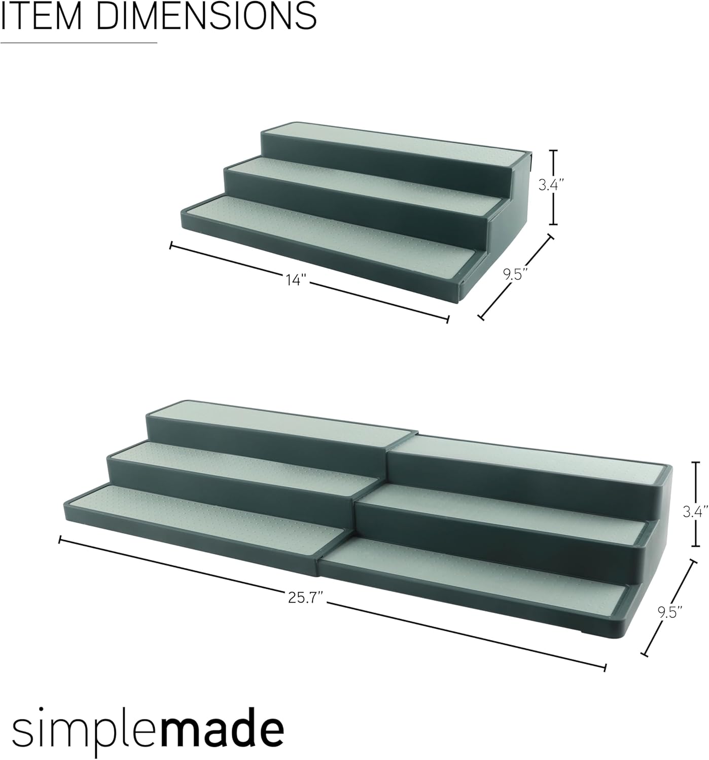 SIMPLEMADE 3-Tier Spice Rack Organizer - Versatile Storage Shelf for Kitchen, Bathroom, Bedroom & Office, Set of 1, Expandable Sage