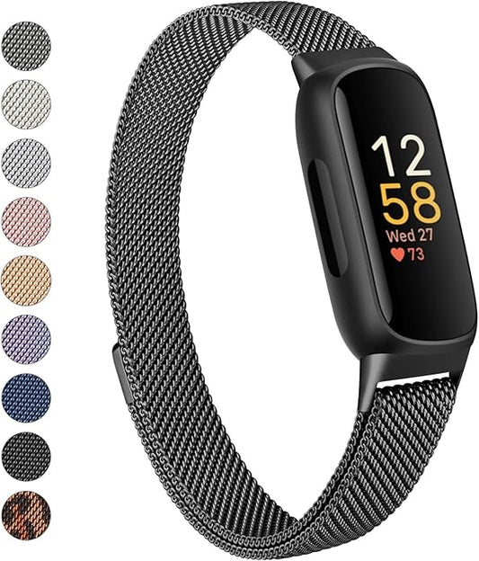 Meliya Metal Band for Fitbit Inspire 3 Bands Women Men, Stainless Steel Metal Mesh Loop Adjustable Magnetic Wristband Replacement Straps for Fitbit Inspire 3