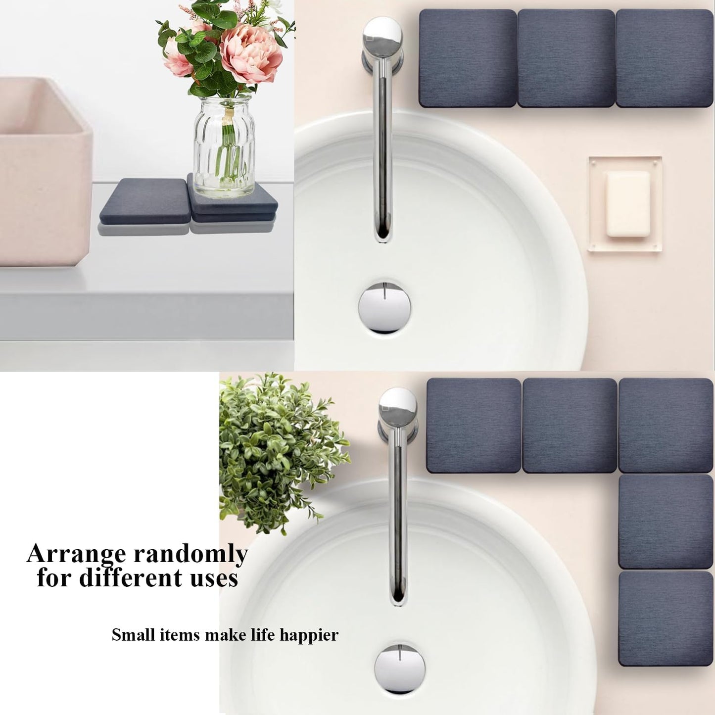 Mucco Water Absorbing Stone Tray for Sink, Premium Diatomaceous Earth Soap Holder Dish，Water Absorbent Diatomite Coasters, Fast Drying Stone Sink Tray for Hand soap & Cups & Drinks Bottles