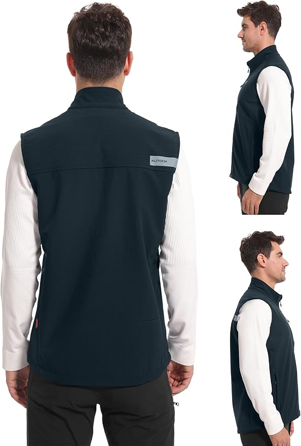 KUTOOK Men’s Softshell Sleeveless Jacket Winter Warm Fleece Outerwear Vests for Cycling Golf Hiking