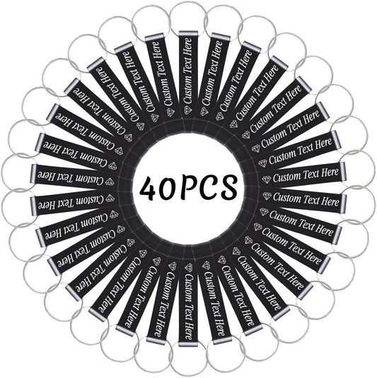 40PCS Personalized Bottle Opener Keychain Bulk Custom Beer Bottle Opener with Logo Text Engraved Wedding Bottle Opener Favors Customized Gifts for Guests Baby Shower Birthday Party-Black