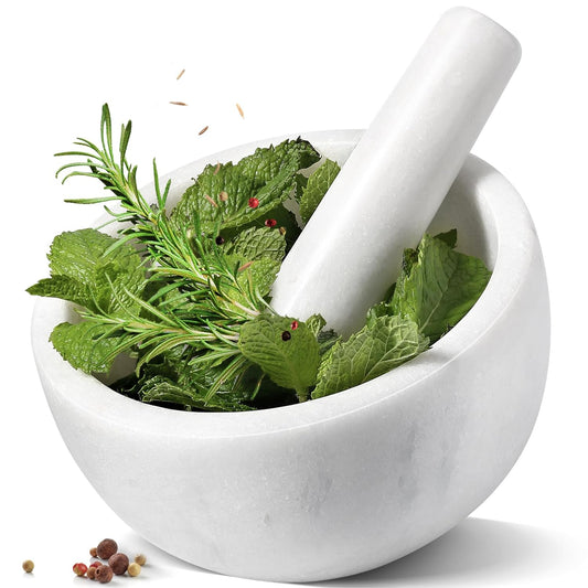 Koville Marble Mortar and Pestle Set, 6.3"-2 Cups Grinder Bowl for Guacamole, Salsa, Pill Crusher, Spice, Herb, Garlic, Nut, Heavy Duty Grinder for Kitchen(Namib Fantasy)