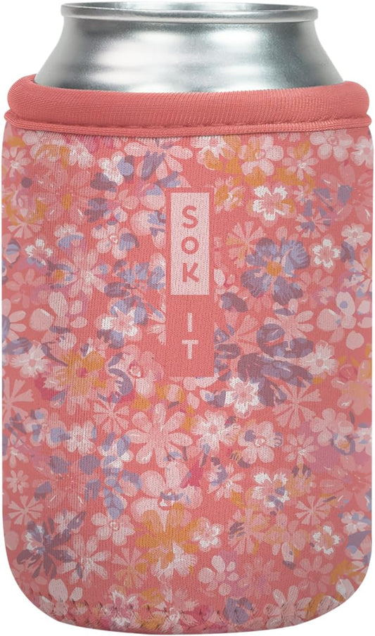Sok It CanSok Sleeve for Beer & Soda Insulated Neoprene Cover (Blushing Blooms, 12oz Can Sleeve)