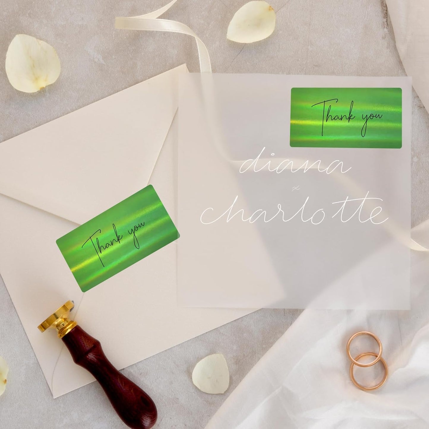 2x4 Inch Holographic Thermal Labels, Green Direct Thermal Stickers Label, Self-Adhesive Glitter Thermals Printer Sticker Labels, Perforation Line Design- 200Pcs/ 1 Roll