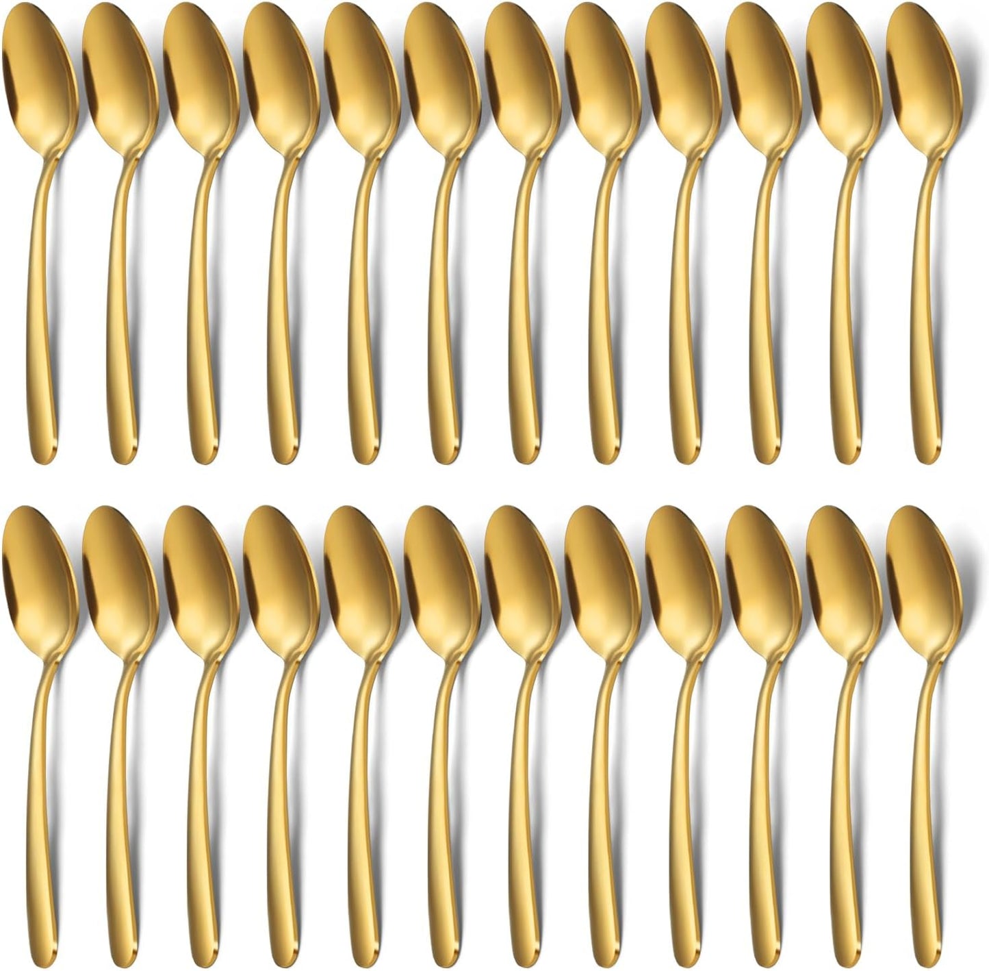 24-Piece Dinner Spoons Set (7.4 inch), Unokit Stainless Steel silverware, Tablespoon, Silverware Spoons for Home, Kitchen or Restaurant - Mirror Polished, Dishwasher Safe - Gold