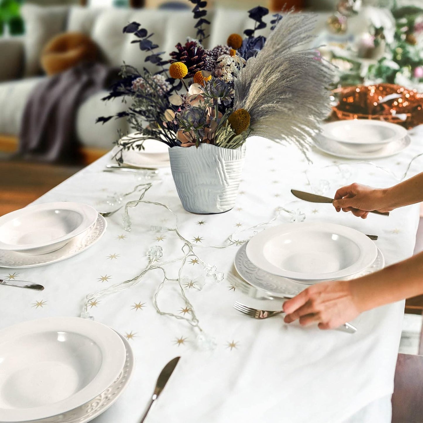 Artena Pasta Bowls 20oz, Large Salad Serving Bowls, 10 inch White Soup Bowl, Porcelain Pasta Bowl Set of 4, Rimmed Deep Pasta Plates, Wide and Shallow for Dinner, Microwave Dishwasher Safe