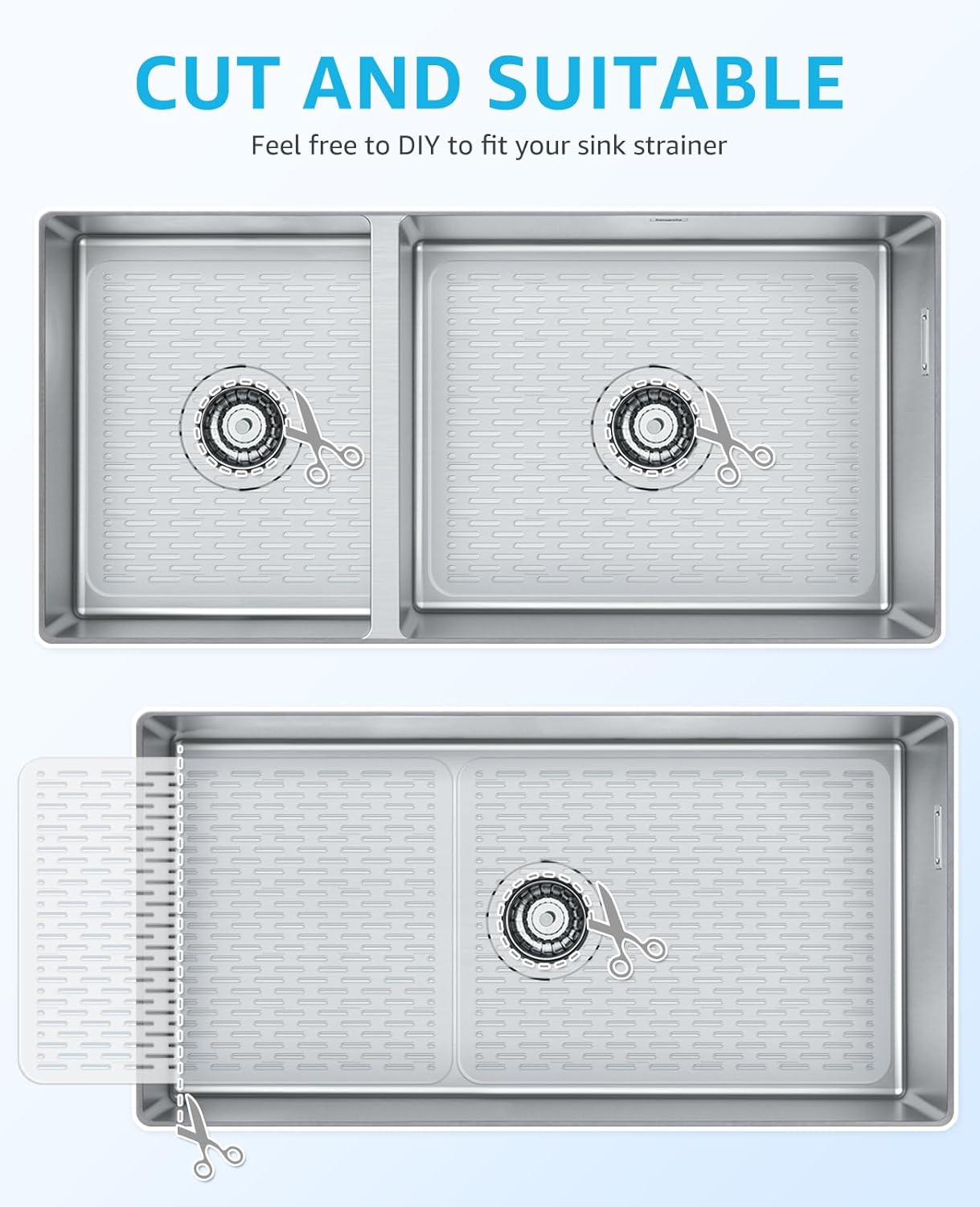 Bligli Mesh Sink Mat, 15.7 x 11.8inch Sink Prtector Mats for Kitchen Sinks, PVC Eco-Friendly Sink Protectors for Bottom of Sink, Fast Draining, Easy Cleaning, Clear