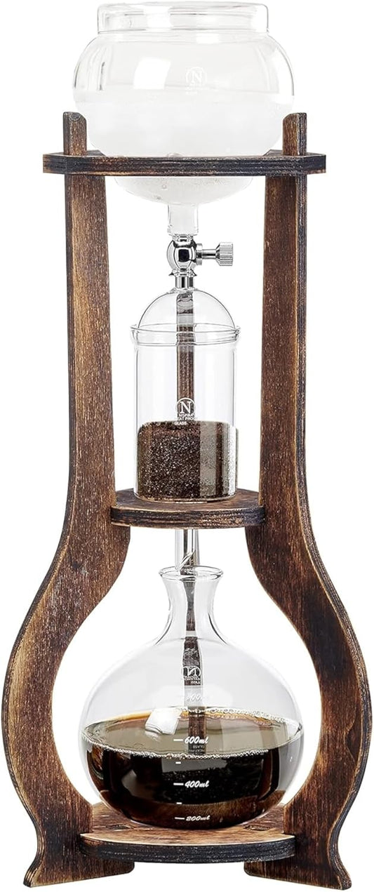 Nispira Iced Coffee Cold Brew Drip Tower Coffee Maker Wooden, 6-8 cup