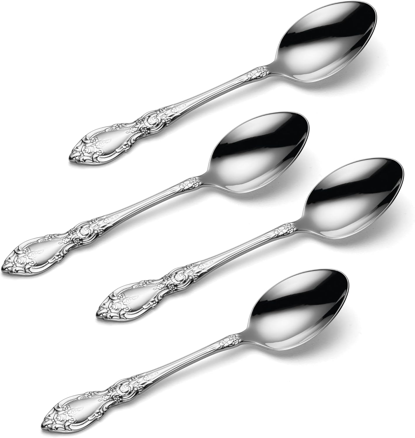 Oneida 2285004E Wordsworth Everyday Flatware Teaspoons, Set Of 4, 18/0 Stainless Steel, 5.93" L x 1.3" W