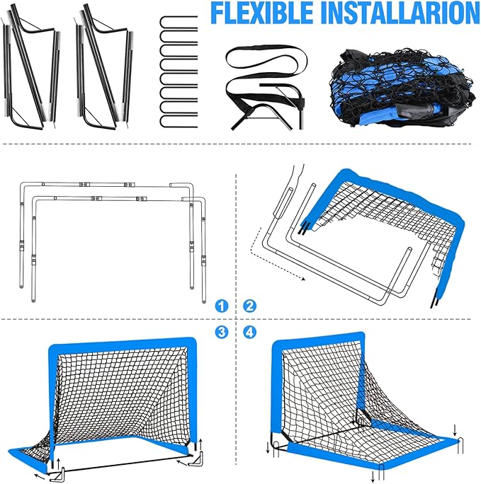 Kids Soccer Goal for Backyard Set - 2 6X4 / 4X3 ft