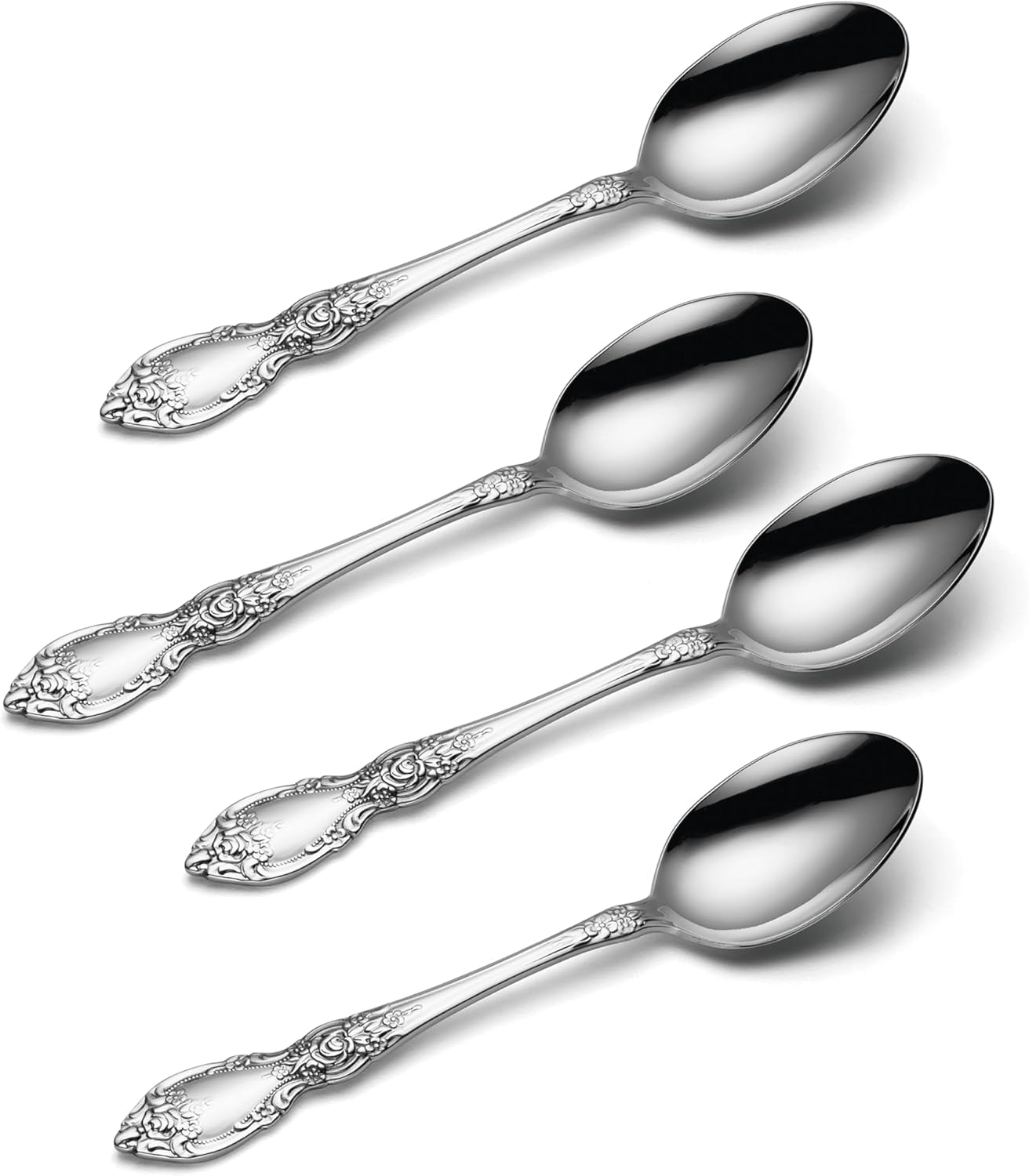 Oneida Wordsworth Everyday Flatware Dinner Spoons 18/0 Stainless Steel, Set of 4, Silver