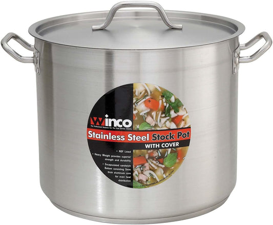 Winware Stainless Steel 32 Quart Stock Pot with Cover, Silver