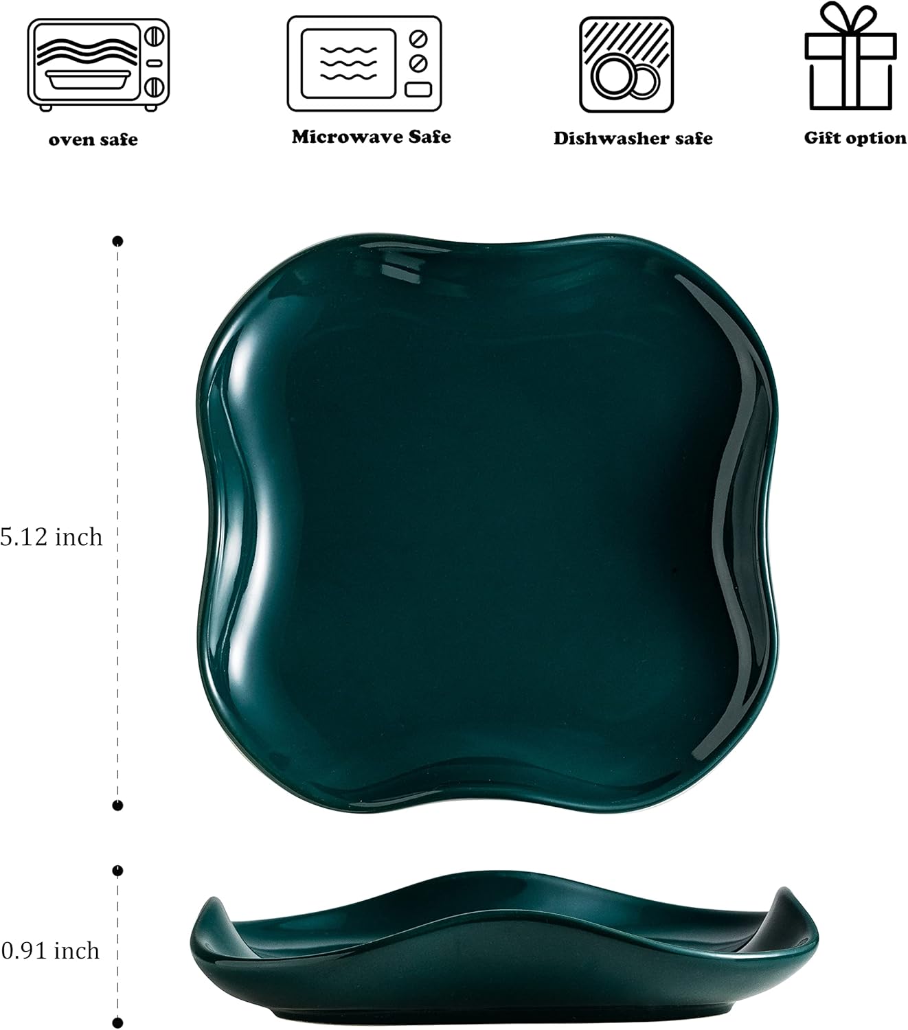 Spoon Holder, Ruffled Edge Ceramic Ladle Holder for Stove Top, Modern Kitchen Decor Stove Spoon Holder Cooking Ladle Holder for Multiple Utensils, Christmas Gifts Dark Green