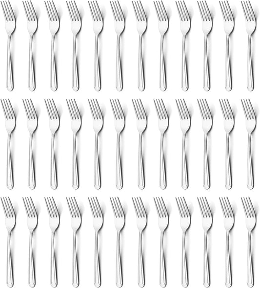 BEWOS 36-Piece Dinner Fork Set, 8.2-Inch Stainless Steel Silverware, Mirror Polished, Dishwasher Safe, For Home, Kitchen or Restaurant