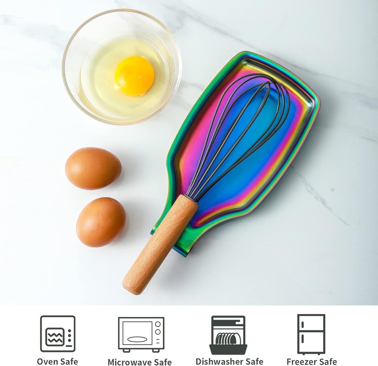 Rainbow Spoon Rest for Stove up, Stainless Steel Spoon Holder For Kitchen Counter, Large Spoon Rest, Spatula Spoon Ladle Utensil Holder, Dishwasher Safe, Rainbow Kitchen Accessories