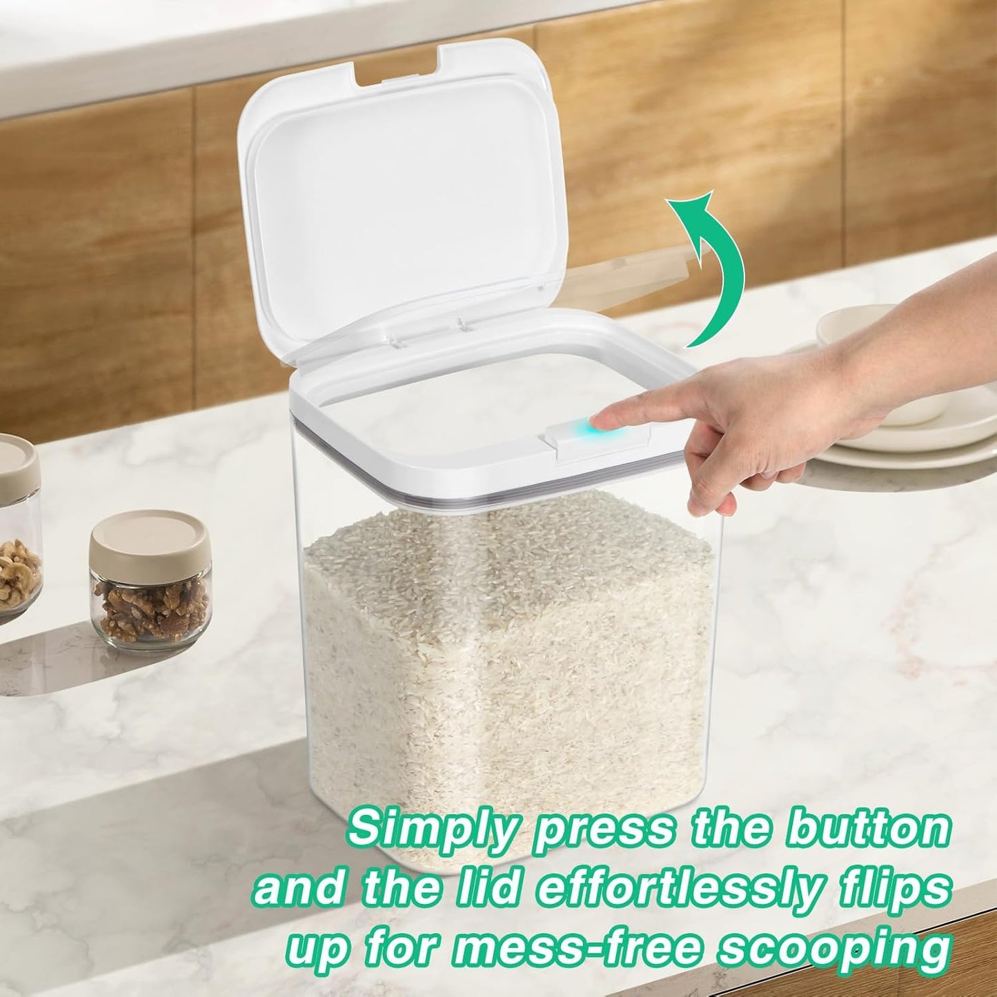 Flour Sugar Storage Containers, 2Pack 2.9 Qt + 4.75 Qt Food Storage Container with Pop-to-Flip Lids for Rice Dog Food Dog Treat Storage, Kitchen Organizers and Storage