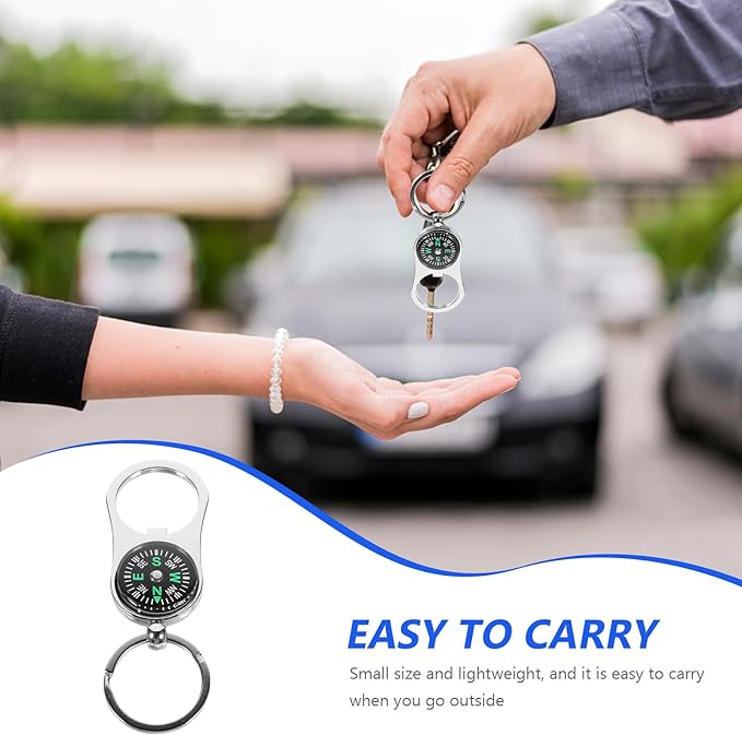 Kisangel 3pcs Compass Keychain Compass Keyring Pocket Compass