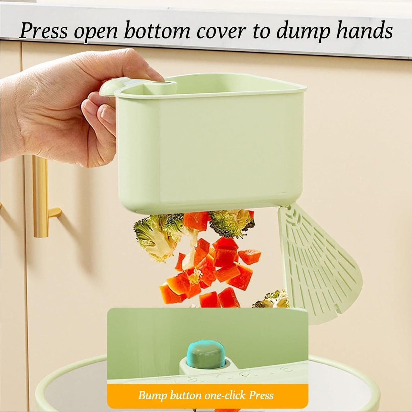 Suction Cup Sink Corner Rack, 2025 Upgraded Automatic Dumping Sink Strainer Basket, Suction Cup Press Sink Drainer Basket, No Drilling Corner Sink Strainer for Food Waste (Green, 1Pc)