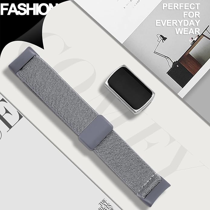 Magnetic Stretchy Nylon Compatible with Fitbit Charge 6 Bands/Fitbit Charge 5 Bands, Elastic Fabric Sport Adjustable Wristband Strap for Charge 5/6 Smartwatch Women Men