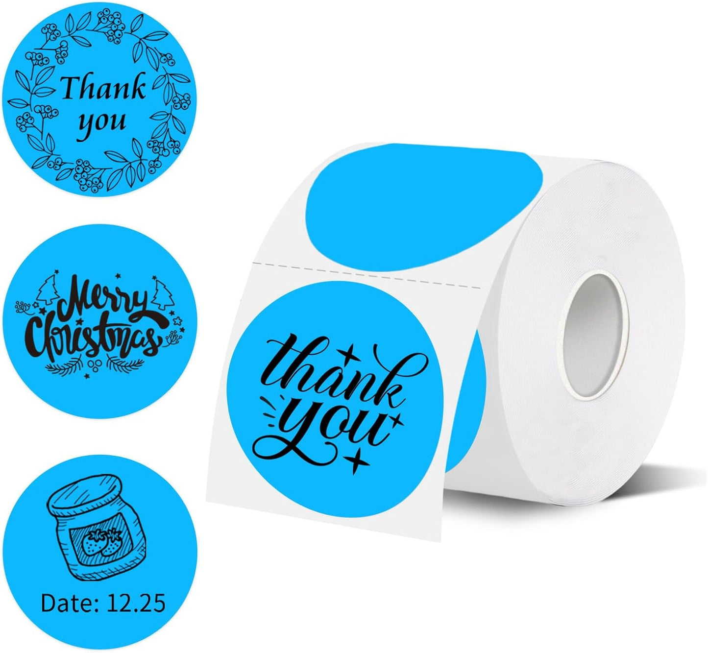 starboling Thermal Labels,2 Inch Blue Round Thermal Printer Stickers,Self-Adhesive Round Direct Thermal Labels,Thermal Stickers for DIY Logo Design,Name Tag (500/Roll）