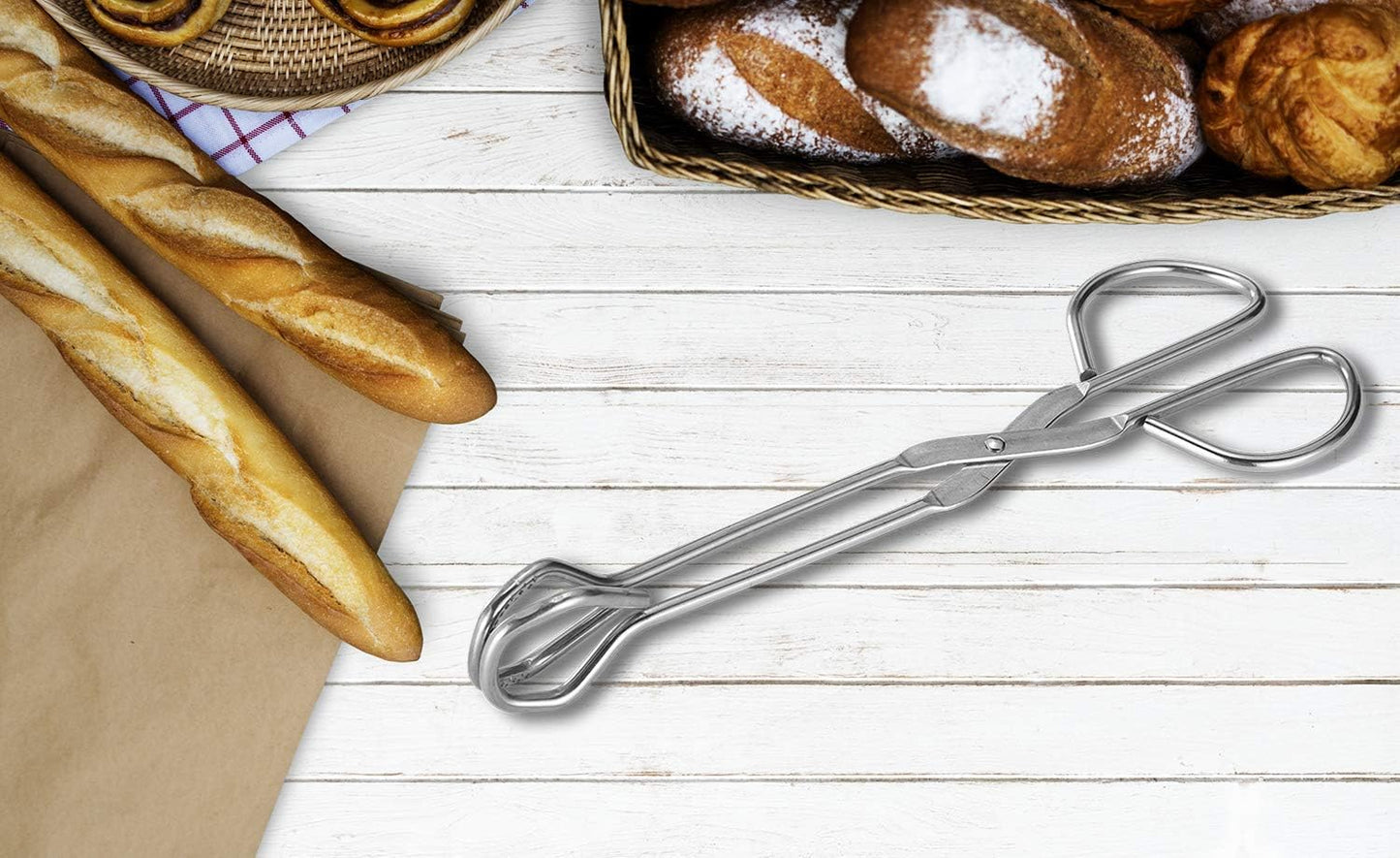 9-Inch and 11-Inch Heavy Duty Stainless Steel Kitchen Tongs - Comfortable Ergonomic Grip, Scissor Design, Heat Resistant for BBQ and Cooking