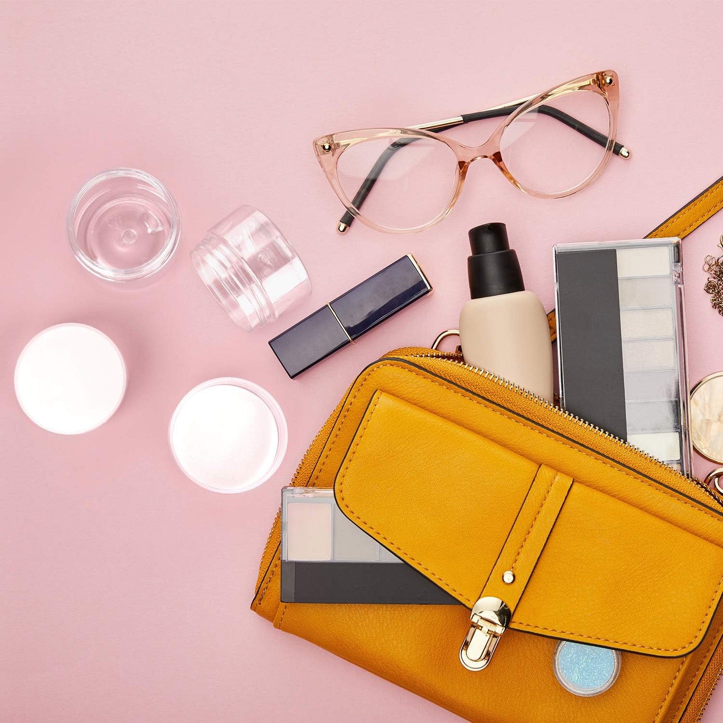 SATINIOR 6 Pack 1 oz Plastic Jars Containers with Lids Wide-mouth Refillable Leakproof Reusable Round Empty Jars for Travel Cosmetic Dry Food Spice Candy Cookie Home Kitchen Organizing (Clear)