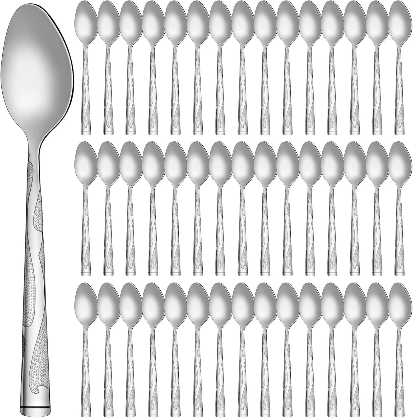 Lasnten 100 Pieces Dinner Spoons Set 7.24 Inches Silverware Bulk Metal Tablespoons Mirror Polished for Home Restaurant Kitchen Dishwasher Safe