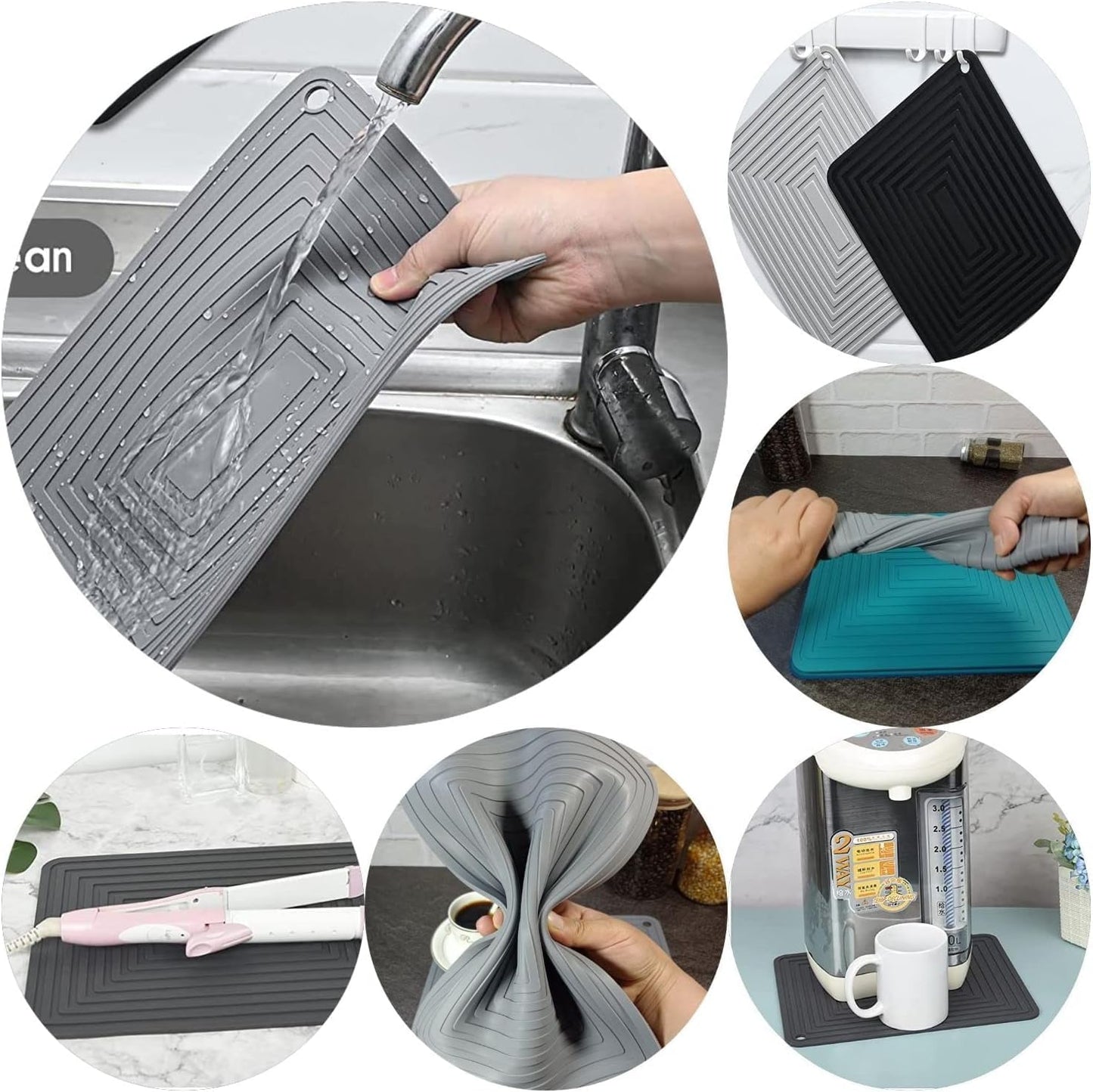 Silicone Trivets Mats Set 2, Silicone Trivets for Hot Dishes, 9 x 12 Trivets for Hot Pots and Pans, Oliver Green Silicone Hot Pads for Kitchen, Multi-Purpose Heat Resistant Pot Holder Mats