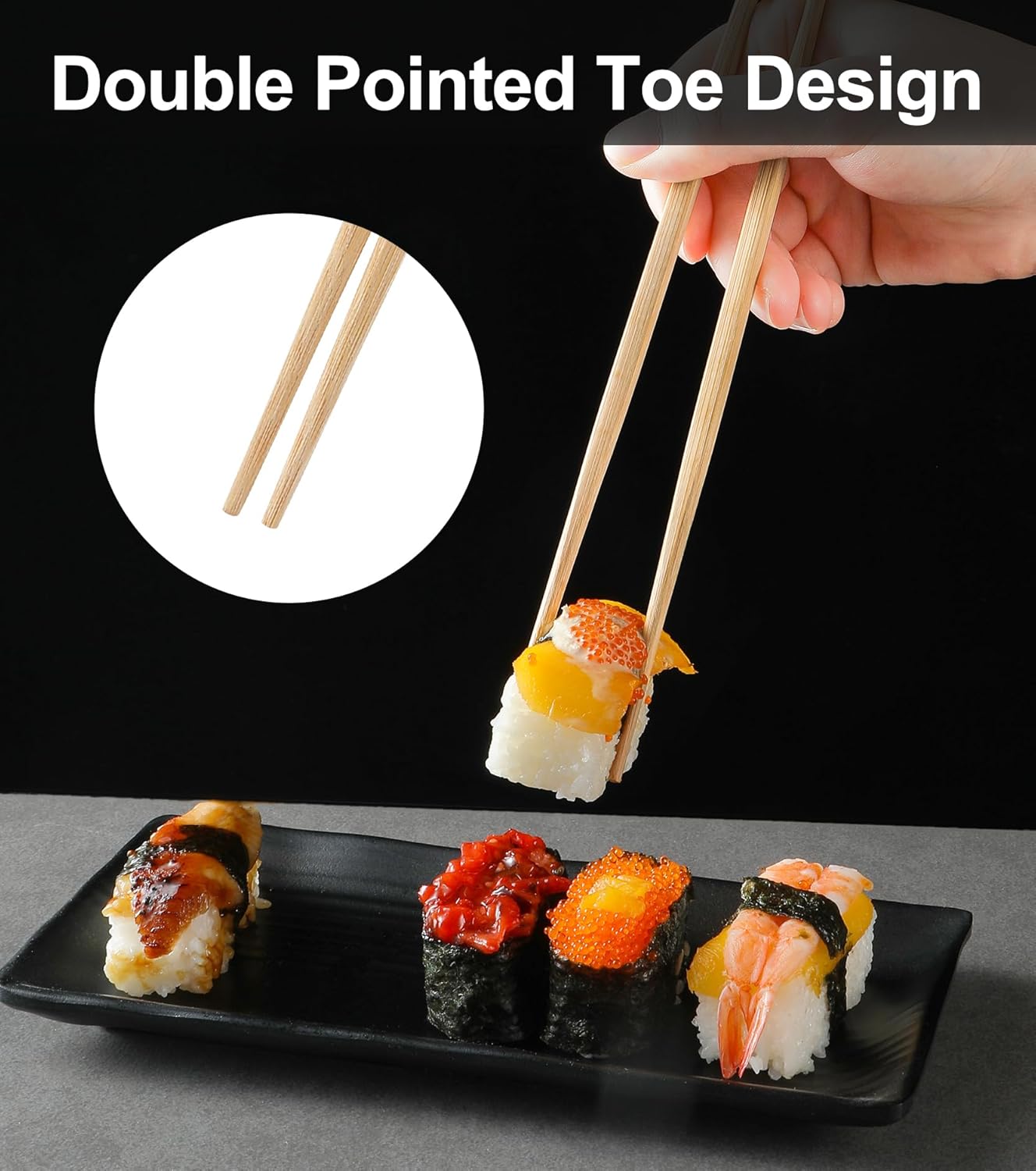 500 Pairs Disposable Bamboo Chopsticks Bulk 9.45in Japanese Sushi Restaurant Separated Pointed Chop Sticks