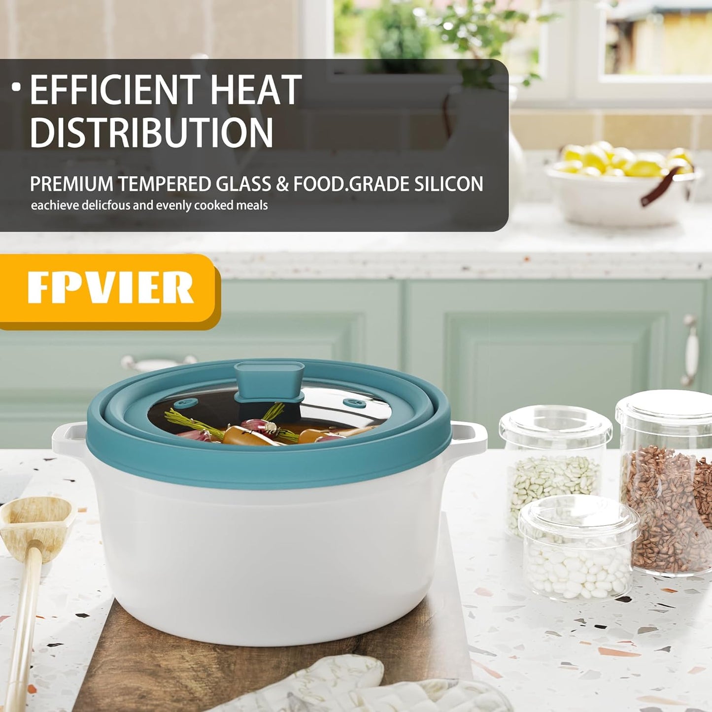 Microwave Splatter Cover, Vented Silicone and Glass Cover Splatter Guard Lid, Food Collapsible Plate Cover Lid with Easy Grip Handle. (Blue, 11.8 inch)