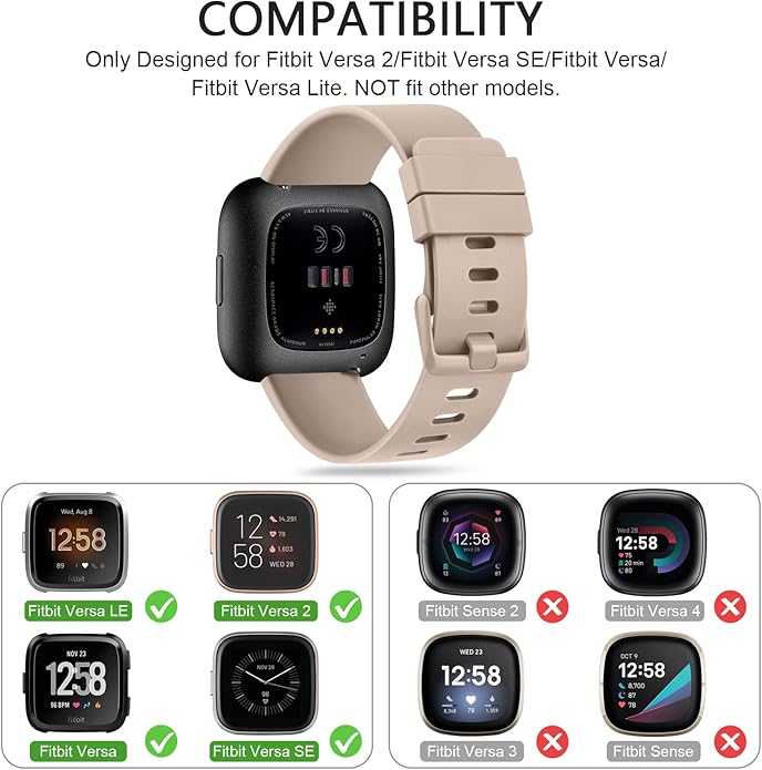 3 Pack Sport Bands Compatible with Fitbit Versa Bands, Classic Soft Sport Replacement Wristbands for Fitbit Versa 2 Smart Watch Women Men