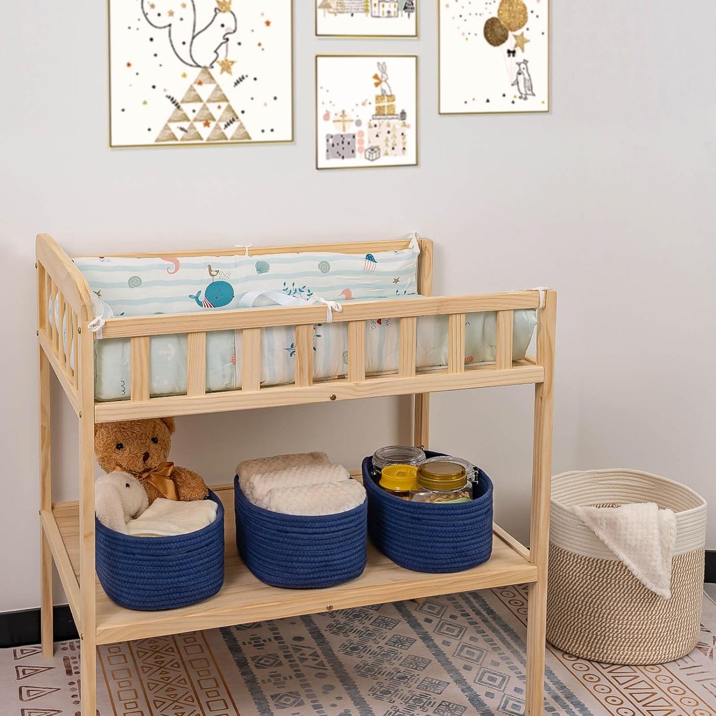 CubesLand Storage Basket, Cotton Rope, Navy Blue, 2 Pack, Organizing/Storage, Closet, Shelves, Decorative