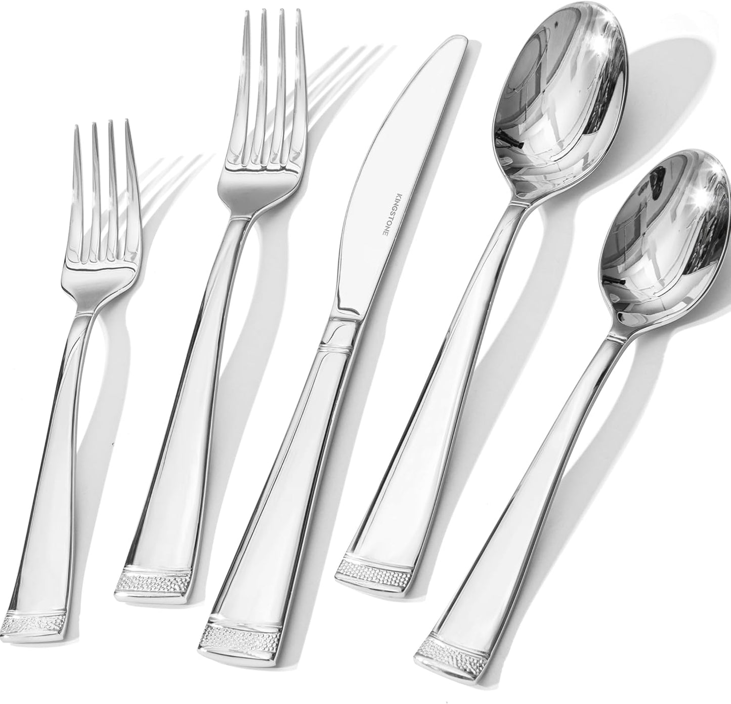 KINGSTONE Silverware Set, 60-Piece Flatware Set for 12, 18/10 Stainless Steel Cutlery Set with Bead Edge, Utensil for Kitchen, Home, Party, Wedding, Mirror Polished, Dishwasher Safe, Featured Gifts