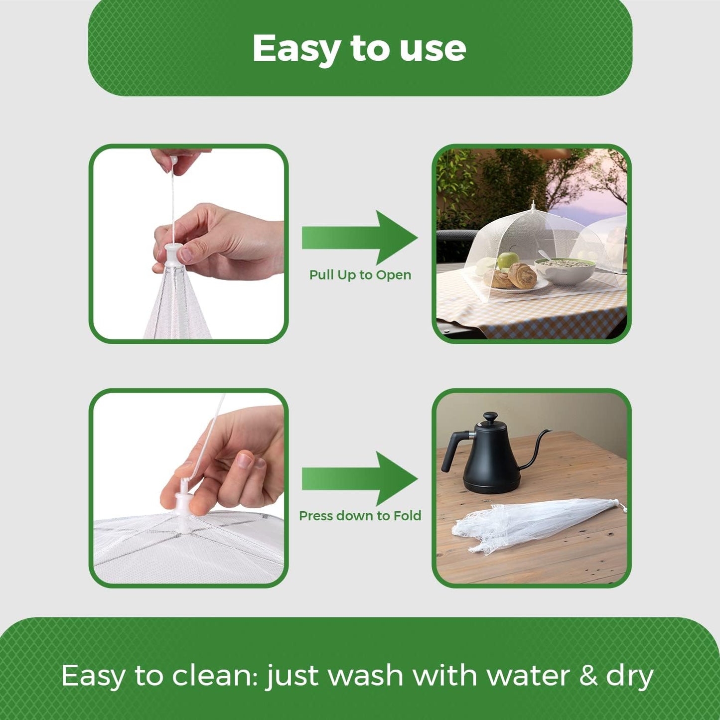 Simply Genius Food Tents for Outdoor Serving - 2-Pack Extra Large 39 in x 24 in, White - Mesh Cover & Foldable Nets for Outdoor Entertaining & Party Supplies, Picnic & Backyard Essentials