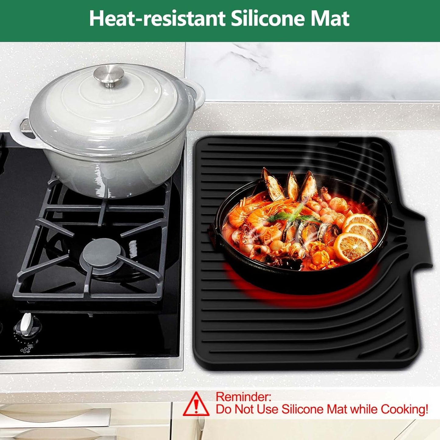 GUUKIN Dish Drying Mat, 17.7" x 11.8 " Drying Matt Kitchen Counter,Non-Slip Drying Pad, Easy Clean Pad for Countertop Protection, Multi-Functional Use (Black)