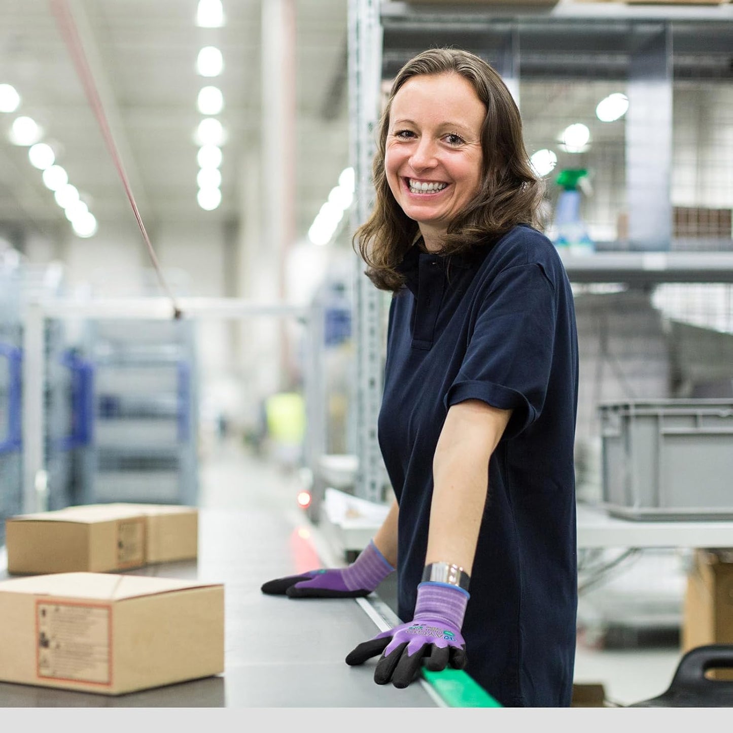 KAYGO Safety Work Gloves MicroFoam Nitrile Coated, 3 Pairs KG18NB,Seamless Knit Nylon Glove for Men and Women, Ideal for Automotive,Warehouse,Construction (S,Purple)