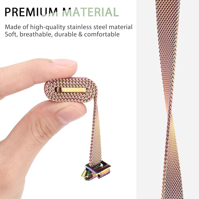 Meliya Metal Band for Fitbit Inspire 3 Bands Women Men, Stainless Steel Metal Mesh Loop Adjustable Magnetic Wristband Replacement Straps for Fitbit Inspire 3