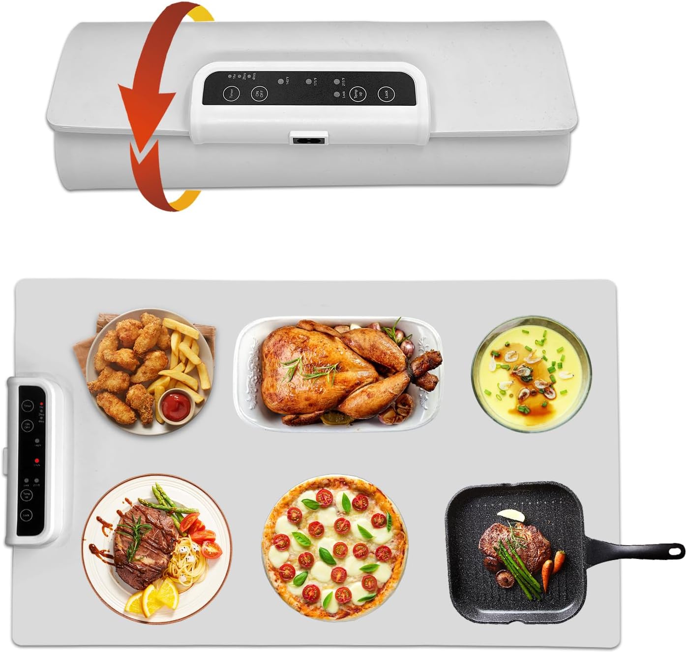 Warming Mat for Food,Electric Warming Tray Full Surface Heating,Food Warmer with Adjustable Temperature, Food Warmers for Parties|Buffets|Gatherings,Rollable and Portable,Auto Shut-Off,Everyday Use
