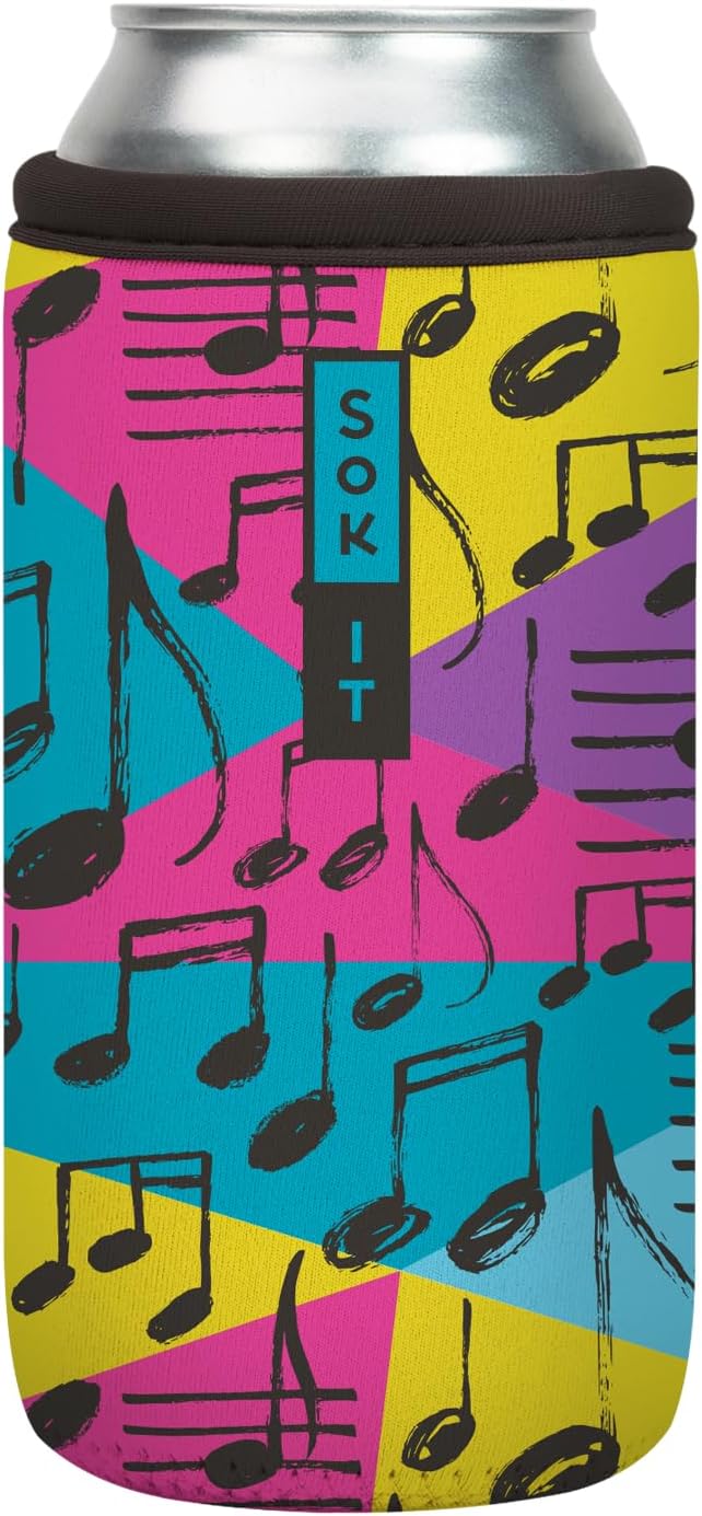 Sok It CanSok Sleeve for Beer & Soda Insulated Neoprene Cover (Music to My Ears, 16oz Can Sleeve)