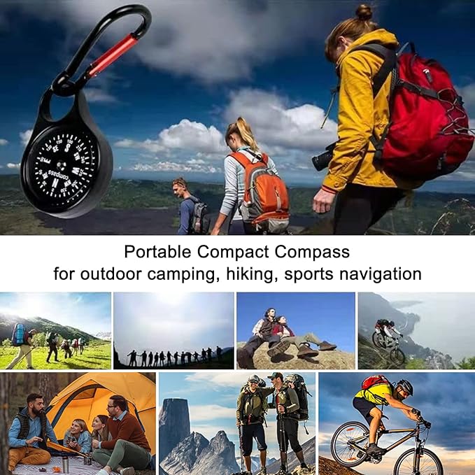 Keychain Compass Portable Hiking Survival Compass with Carabiner